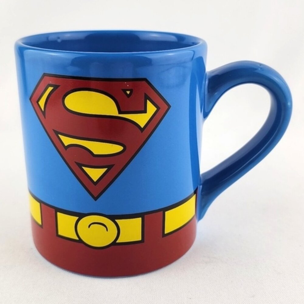 Superman Suit DC Comics Ceramic Mug Blue Red Yellow Collectible